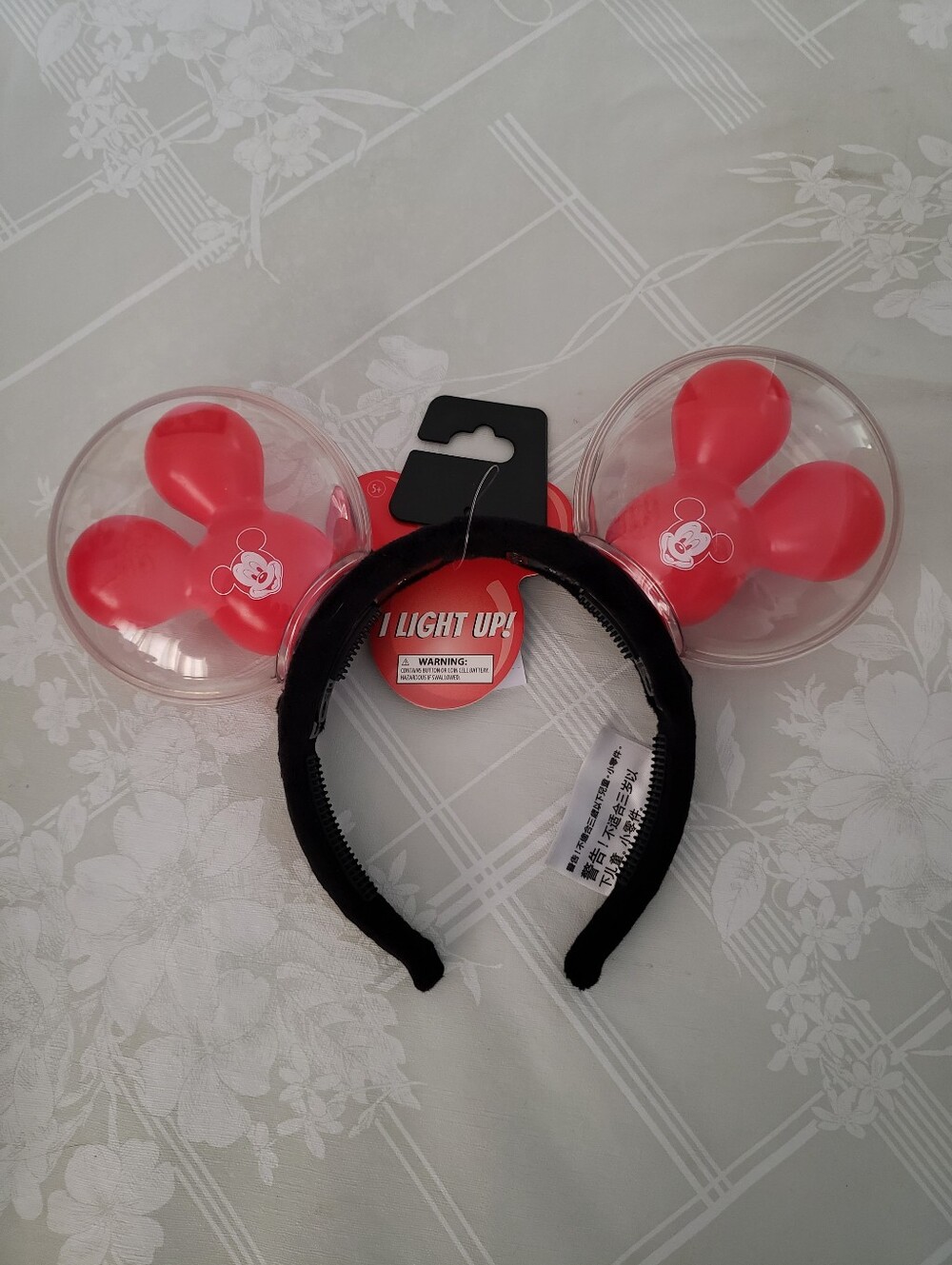 Disney Parks Mickey Mouse Balloon Light-Up Ears Headband for Adults NWT